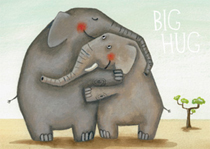 Postkarte mit Elefanten