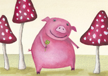 Postkarte mit Schwein