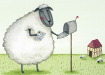 Postkarte mit Schaf